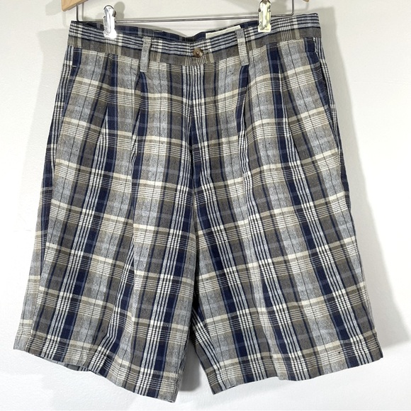 Eddie Bauer Other - Eddie Bauer Linen Cotton Plaid Mens Shorts